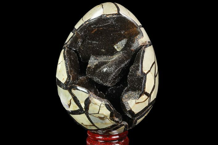 Septarian Dragon Egg Geode - Black Crystals #98896